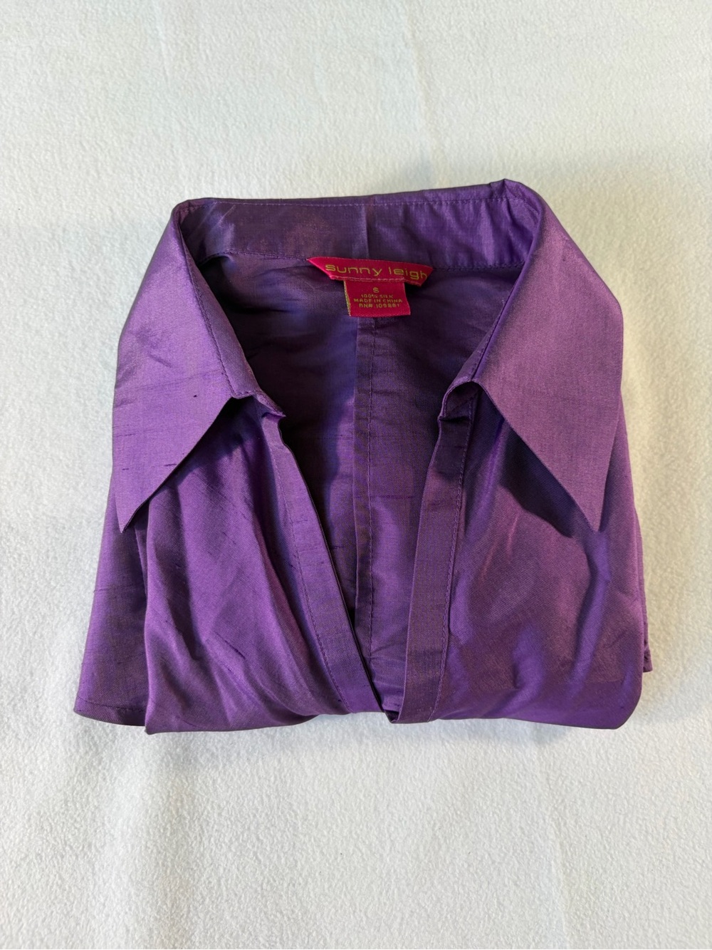 Sunny Leigh Deep Purple Silk Dress‎ Shirt